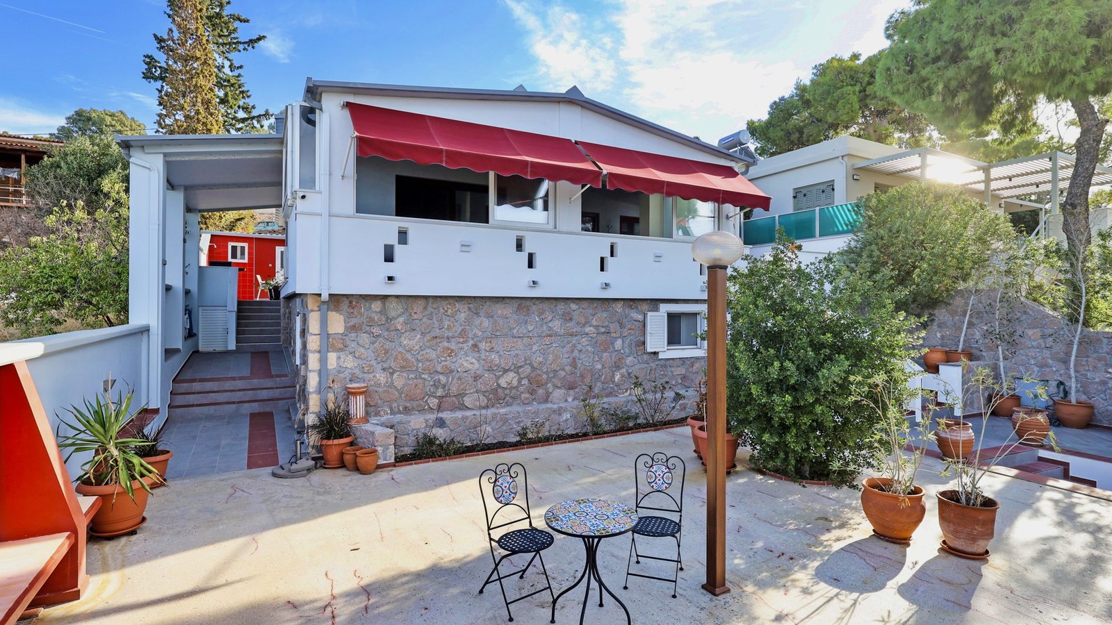 Exterior of the house with seating area