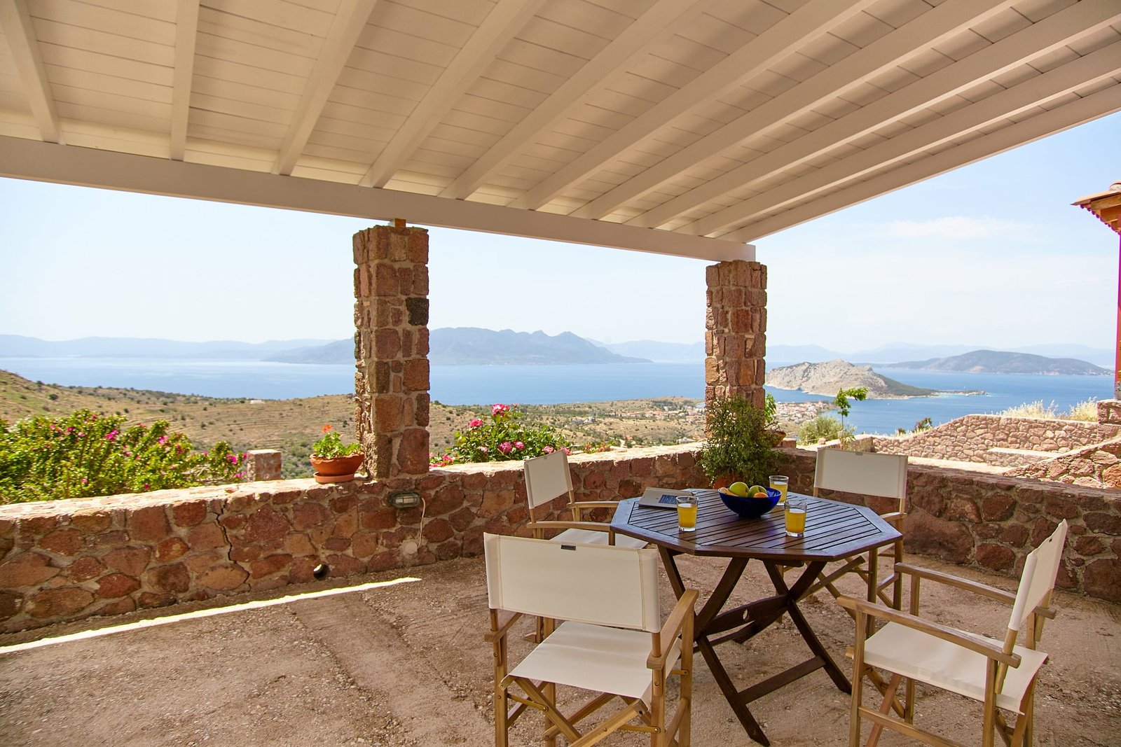 Panoramic view from the shaded terrace